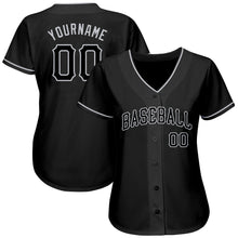 Load image into Gallery viewer, Custom Black Black-Gray Authentic Baseball Jersey