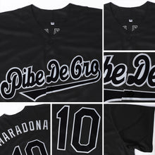 Load image into Gallery viewer, Custom Black Black-Gray Authentic Baseball Jersey