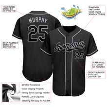 Load image into Gallery viewer, Custom Black Black-Gray Authentic Baseball Jersey