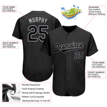 Load image into Gallery viewer, Custom Black Black-Gray Authentic Baseball Jersey