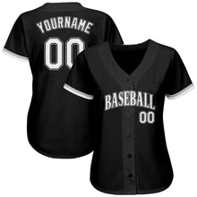 Load image into Gallery viewer, Custom Black White-Gray Authentic Baseball Jersey