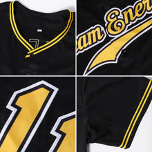 Load image into Gallery viewer, Custom Black Gold-White Authentic Baseball Jersey