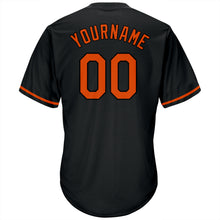 Load image into Gallery viewer, Custom Black Orange-Black Authentic Throwback Rib-Knit Baseball Jersey Shirt