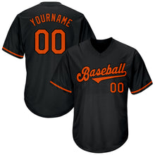 Load image into Gallery viewer, Custom Black Orange-Black Authentic Throwback Rib-Knit Baseball Jersey Shirt