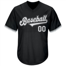 Load image into Gallery viewer, Custom Black White-Gray Authentic Throwback Rib-Knit Baseball Jersey Shirt