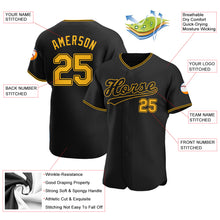 Load image into Gallery viewer, Custom Black Gold-Black Authentic Baseball Jersey