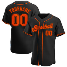 Load image into Gallery viewer, Custom Black Orange-Black Authentic Baseball Jersey