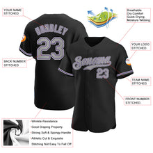 Load image into Gallery viewer, Custom Black Gray-Purple Authentic Baseball Jersey