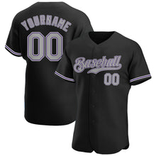 Load image into Gallery viewer, Custom Black Gray-Purple Authentic Baseball Jersey