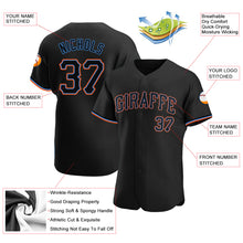 Load image into Gallery viewer, Custom Black Black-Powder Blue Authentic Baseball Jersey