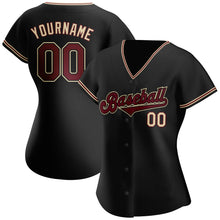 Load image into Gallery viewer, Custom Black Crimson-Khaki Authentic Baseball Jersey