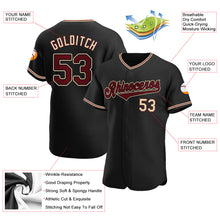 Load image into Gallery viewer, Custom Black Crimson-Khaki Authentic Baseball Jersey