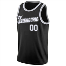 Load image into Gallery viewer, Custom Black White-Silver Gray Round Neck Rib-Knit Basketball Jersey