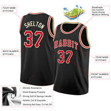 Load image into Gallery viewer, Custom Black Red-Cream Round Neck Rib-Knit Basketball Jersey