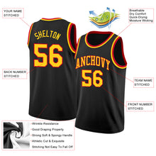 Load image into Gallery viewer, Custom Black Gold-Red Round Neck Rib-Knit Basketball Jersey