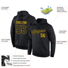 Load image into Gallery viewer, Custom Stitched Black Black-Gold Sports Pullover Sweatshirt Hoodie