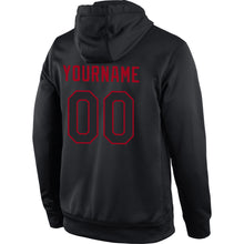 Load image into Gallery viewer, Custom Stitched Black Black-Red Sports Pullover Sweatshirt Hoodie