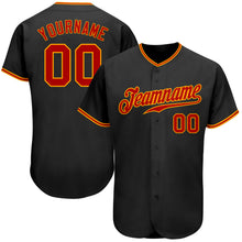 Load image into Gallery viewer, Custom Black Red-Gold Authentic Baseball Jersey