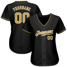 Load image into Gallery viewer, Custom Black Old Gold-White Authentic Baseball Jersey