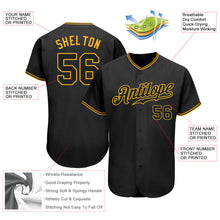 Load image into Gallery viewer, Custom Black Black-Gold Authentic Baseball Jersey