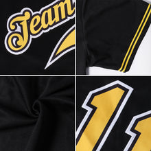 Load image into Gallery viewer, Custom Black Black-Gold Authentic Baseball Jersey