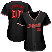 Load image into Gallery viewer, Custom Black Red-Gray Authentic Baseball Jersey