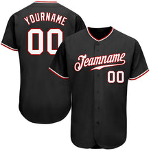 Load image into Gallery viewer, Custom Black White-Red Authentic Baseball Jersey