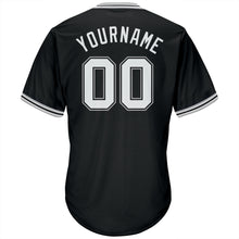 Load image into Gallery viewer, Custom Black White-Gray Authentic Throwback Rib-Knit Baseball Jersey Shirt