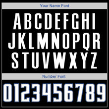 Load image into Gallery viewer, Custom Black White-Blue Authentic Throwback Rib-Knit Baseball Jersey Shirt