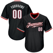 Load image into Gallery viewer, Custom Black White-Red Authentic Throwback Rib-Knit Baseball Jersey Shirt