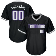 Load image into Gallery viewer, Custom Black White-Purple Authentic Throwback Rib-Knit Baseball Jersey Shirt