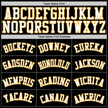 Load image into Gallery viewer, Custom Black White-Gold Authentic Throwback Rib-Knit Baseball Jersey Shirt