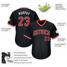 Load image into Gallery viewer, Custom Black Red-White Authentic Throwback Rib-Knit Baseball Jersey Shirt