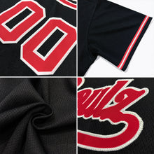 Load image into Gallery viewer, Custom Black White-Red Authentic Throwback Rib-Knit Baseball Jersey Shirt