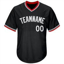 Load image into Gallery viewer, Custom Black White-Gray Authentic Throwback Rib-Knit Baseball Jersey Shirt