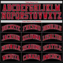 Load image into Gallery viewer, Custom Black Red-White Authentic Throwback Rib-Knit Baseball Jersey Shirt