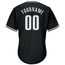 Load image into Gallery viewer, Custom Black White Authentic Throwback Rib-Knit Baseball Jersey Shirt