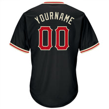 Load image into Gallery viewer, Custom Black Red-Cream Authentic Throwback Rib-Knit Baseball Jersey Shirt