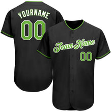 Load image into Gallery viewer, Custom Black Neon Green-White Authentic Baseball Jersey