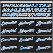 Load image into Gallery viewer, Custom Black Light Blue-White Authentic Baseball Jersey