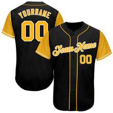 Load image into Gallery viewer, Custom Black Gold-White Authentic Baseball Jersey