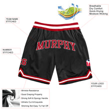 Load image into Gallery viewer, Custom Black Red-White Authentic Throwback Basketball Shorts