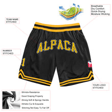 Load image into Gallery viewer, Custom Black Gold-White Authentic Throwback Basketball Shorts