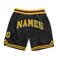 Load image into Gallery viewer, Custom Black Gold-White Authentic Throwback Basketball Shorts