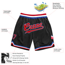 Load image into Gallery viewer, Custom Black Red-Royal Authentic Throwback Basketball Shorts