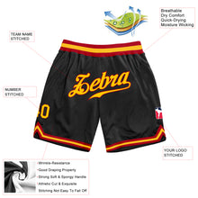Load image into Gallery viewer, Custom Black Gold-Red Authentic Throwback Basketball Shorts