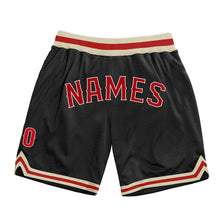 Load image into Gallery viewer, Custom Black Red-Cream Authentic Throwback Basketball Shorts
