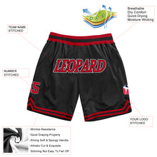 Load image into Gallery viewer, Custom Black Red-White Authentic Throwback Basketball Shorts