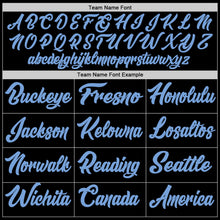 Load image into Gallery viewer, Custom Black Red-Light Blue Authentic Throwback Basketball Jersey