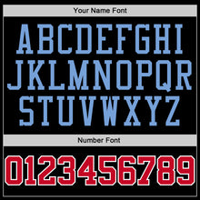 Load image into Gallery viewer, Custom Black Red-Light Blue Authentic Throwback Basketball Jersey